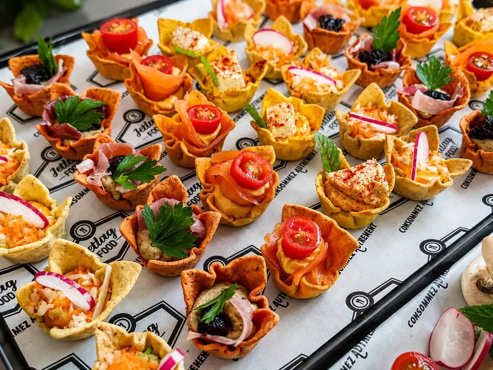 Plateau traiteur Jetlagfood avec canapés et verrines